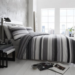 Homespace Direct Ltd Portfolio Living Simply Stripes Charcoal Duvet Cover Set King Bedding Set - thumbnail 1