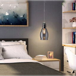 Long Life Lamps Company Smoke Grey Glass Ceiling Light Shade Pendant Chrome Modern Retro Vintage M0117 - thumbnail 8