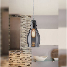 Long Life Lamps Company Smoke Grey Glass Ceiling Light Shade Pendant Chrome Modern Retro Vintage M0117 - thumbnail 7