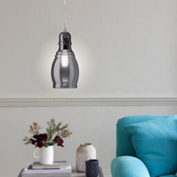 Long Life Lamps Company Smoke Grey Glass Ceiling Light Shade Pendant Chrome Modern Retro Vintage M0117 - thumbnail 9