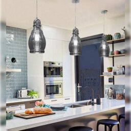Long Life Lamps Company Smoke Grey Glass Ceiling Light Shade Pendant Chrome Modern Retro Vintage M0117 - thumbnail 6