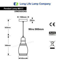 Long Life Lamps Company Smoke Grey Glass Ceiling Light Shade Pendant Chrome Modern Retro Vintage M0117 - thumbnail 2