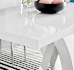 Furniturebox Atlanta White High Gloss And Chrome 6 Seater Dining Table With Statement X Shaped Legs And 6 Blue Velvet Pesaro Chairs - thumbnail 3