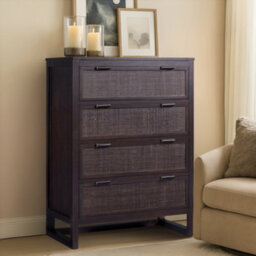 Teamson Home Hatteras Chest Of Drawers 4 Drawer Bedroom Dresser, Espresso - thumbnail 1