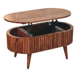 Artisan Furniture Solid Wood Honey Caramel Mokka Coffee Table, Lift-Top Concealed Storage, Dark Brown - thumbnail 7