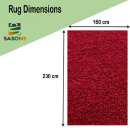 Sasons Soft Shaggy Rug, Thick Pile Non-Shedding Modern Carpet For Living Room, Bedroom & Lounge Luxury Plain Design (Red 160X230Cm - thumbnail 3