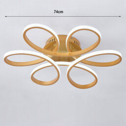Living And Home Gold Modern 1 Light Curved Shape Acrylic Semi-Flush Mount Integrated Led Ceiling Light Fixture Cool White 74Cm - thumbnail 9