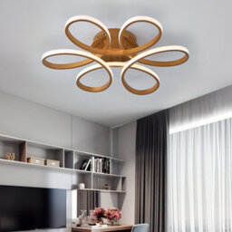 Living And Home Gold Modern 1 Light Curved Shape Acrylic Semi-Flush Mount Integrated Led Ceiling Light Fixture Cool White 74Cm - thumbnail 1