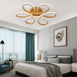 Living And Home Gold Modern 1 Light Curved Shape Acrylic Semi-Flush Mount Integrated Led Ceiling Light Fixture Cool White 74Cm - thumbnail 2