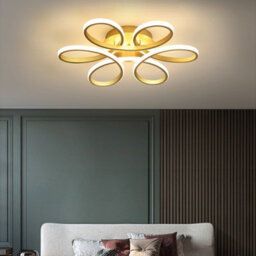 Living And Home Gold Modern 1 Light Curved Shape Acrylic Semi-Flush Mount Integrated Led Ceiling Light Fixture Cool White 74Cm - thumbnail 3