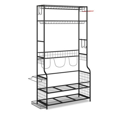 Golf Bag Stand With Hooks Black Steel Club Organizer Rack - image 1