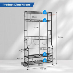Golf Bag Stand With Hooks Black Steel Club Organizer Rack - thumbnail 2