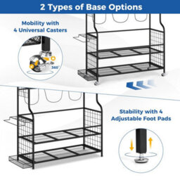Golf Bag Stand With Hooks Black Steel Club Organizer Rack - thumbnail 7