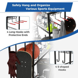 Golf Bag Stand With Hooks Black Steel Club Organizer Rack - thumbnail 8