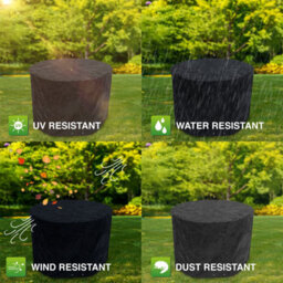 Woodside Black Small Round Waterproof Outdoor Garden Patio Set Furniture Cover - thumbnail 5