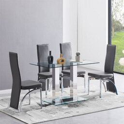 Furniture in Fashion Jet Small Clear Glass Dining Table With Chrome Supports - thumbnail 2