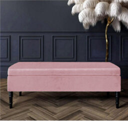Safar Plain 137Cm Ottoman Storage Bench - Plush Velvet Shoe Bench - Pink Upholstery Footstool With Storage