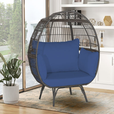 Costway Oversized Wicker Egg Chair Outdoor Patio Lounge Basket W/ 4 Soft Cushions - image 1