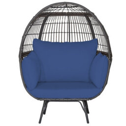 Costway Oversized Wicker Egg Chair Outdoor Patio Lounge Basket W/ 4 Soft Cushions - thumbnail 2