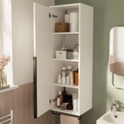 GoodHome Maza Slimline Matt White Bathroom Single Column Cabinet (H)115Cm (W)36Cm - thumbnail 4