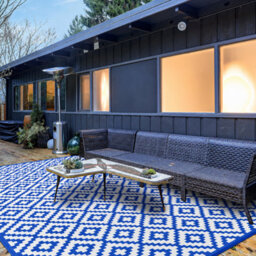 Green Decore 270 X 360 Cm Navy Blue / White Reversible Plastic Camping, Picnic And Garden Outdoor Rug - thumbnail 7