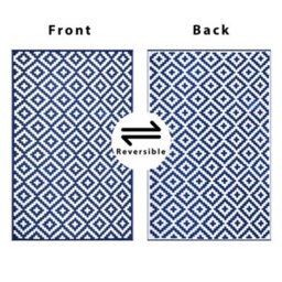 Green Decore 270 X 360 Cm Navy Blue / White Reversible Plastic Camping, Picnic And Garden Outdoor Rug - thumbnail 4