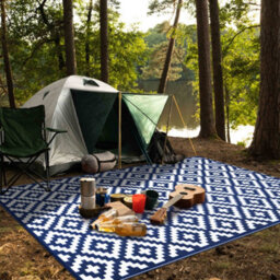 Green Decore 270 X 360 Cm Navy Blue / White Reversible Plastic Camping, Picnic And Garden Outdoor Rug - thumbnail 1