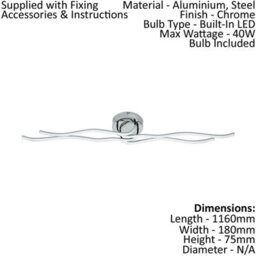 Modern 2 Pack Chrome Led Ceiling Lights With White Plastic Shade - thumbnail 2