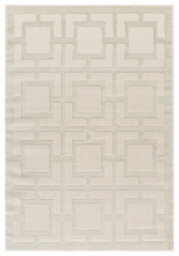 Vellure Modern Indoor Living Room Area Rug Embossed Metallic Sheen Maze Design Cream 60X220 Cm - thumbnail 2