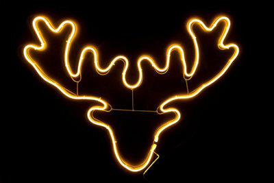 Shatchi Stag Head Neon Effect Rope Light Silhouette Double Side 90 Warm White Leds Christmas Outdoor - image 1