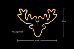 Shatchi Stag Head Neon Effect Rope Light Silhouette Double Side 90 Warm White Leds Christmas Outdoor - thumbnail 2