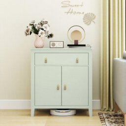 Homcom Sideboard With Drawer, Adjustable Shelf For Living Room, Light Green - thumbnail 1