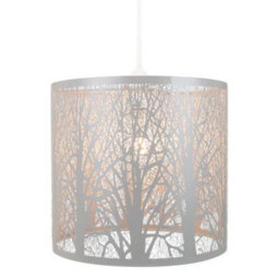 Happy Homewares Unique And Beautiful Soft Grey Metal Forest Design Ceiling Pendant Shade - thumbnail 2