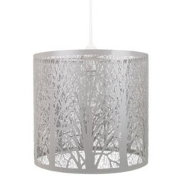 Happy Homewares Unique And Beautiful Soft Grey Metal Forest Design Ceiling Pendant Shade - thumbnail 1