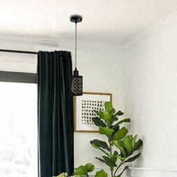 2 Pack Black Easy Fit Wire Cage Frame Open Style Pendant Light Shade Metal Drum Lampshade Ceiling Pendant Lamp With Free Reduce - thumbnail 2
