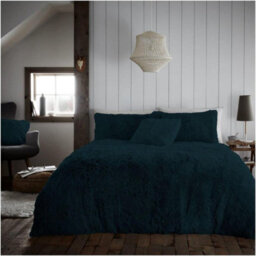 Gc Gaveno Cavailia Hug & Snug Teddy Fleece Single Teal Duvet Cover With Matching Pillowcase Warm Fluffy Soft & Cosy Bedding Set