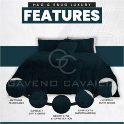 Gc Gaveno Cavailia Hug & Snug Teddy Fleece Single Teal Duvet Cover With Matching Pillowcase Warm Fluffy Soft & Cosy Bedding Set - thumbnail 2