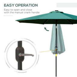 Outsunny 2.67M Patio Led Umbrella With Push Button Tilt/crank 8 Ribs Green - thumbnail 7
