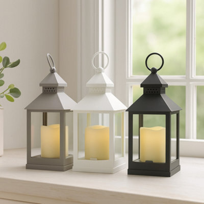 Vintage Led Candle Lantern Warm White - Grey - image 1