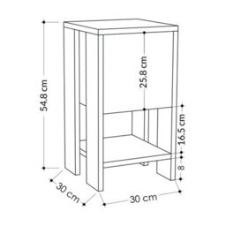Decortie Ema Modern Compact Bedside Table Nightstand 30Cm Drop-Door Storage Dark Oak Effect Bedroom - thumbnail 3