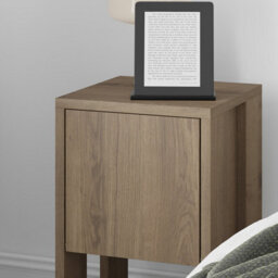 Decortie Ema Modern Compact Bedside Table Nightstand 30Cm Drop-Door Storage Dark Oak Effect Bedroom - thumbnail 5