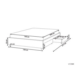 Beliani Bed With Storage Drawers Without Headboard Fabric Prades 140 X 200 Cm (Eu Double) Light Beige - thumbnail 3