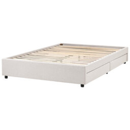 Beliani Bed With Storage Drawers Without Headboard Fabric Prades 140 X 200 Cm (Eu Double) Light Beige - thumbnail 6