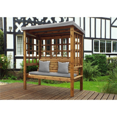 Marlborough Traditional Ewolth Three Seater Arbour With 1 X Winchester Cushion Grey & 2 X Scatter Cushion Grey - image 1