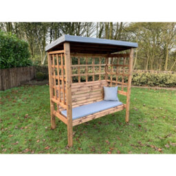 Marlborough Traditional Ewolth Three Seater Arbour With 1 X Winchester Cushion Grey & 2 X Scatter Cushion Grey - thumbnail 2