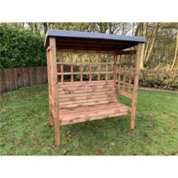 Marlborough Traditional Ewolth Three Seater Arbour With 1 X Winchester Cushion Grey & 2 X Scatter Cushion Grey - thumbnail 3