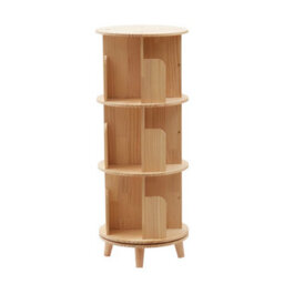 3 Tier 360 Rotating Pine Wood Floor Bookcase - thumbnail 1