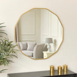 Melody Maison Large Round Gold Scalloped Wall Mirror 90Cm X 90Cm