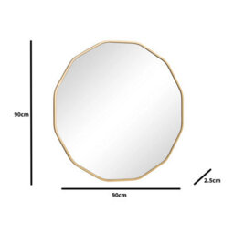 Melody Maison Large Round Gold Scalloped Wall Mirror 90Cm X 90Cm - thumbnail 8
