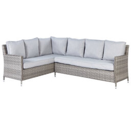 Beliani Garden Lounge Set With Table And Ottoman 9 Seater Lacona Right Hand Pe Rattan Light Grey - thumbnail 4